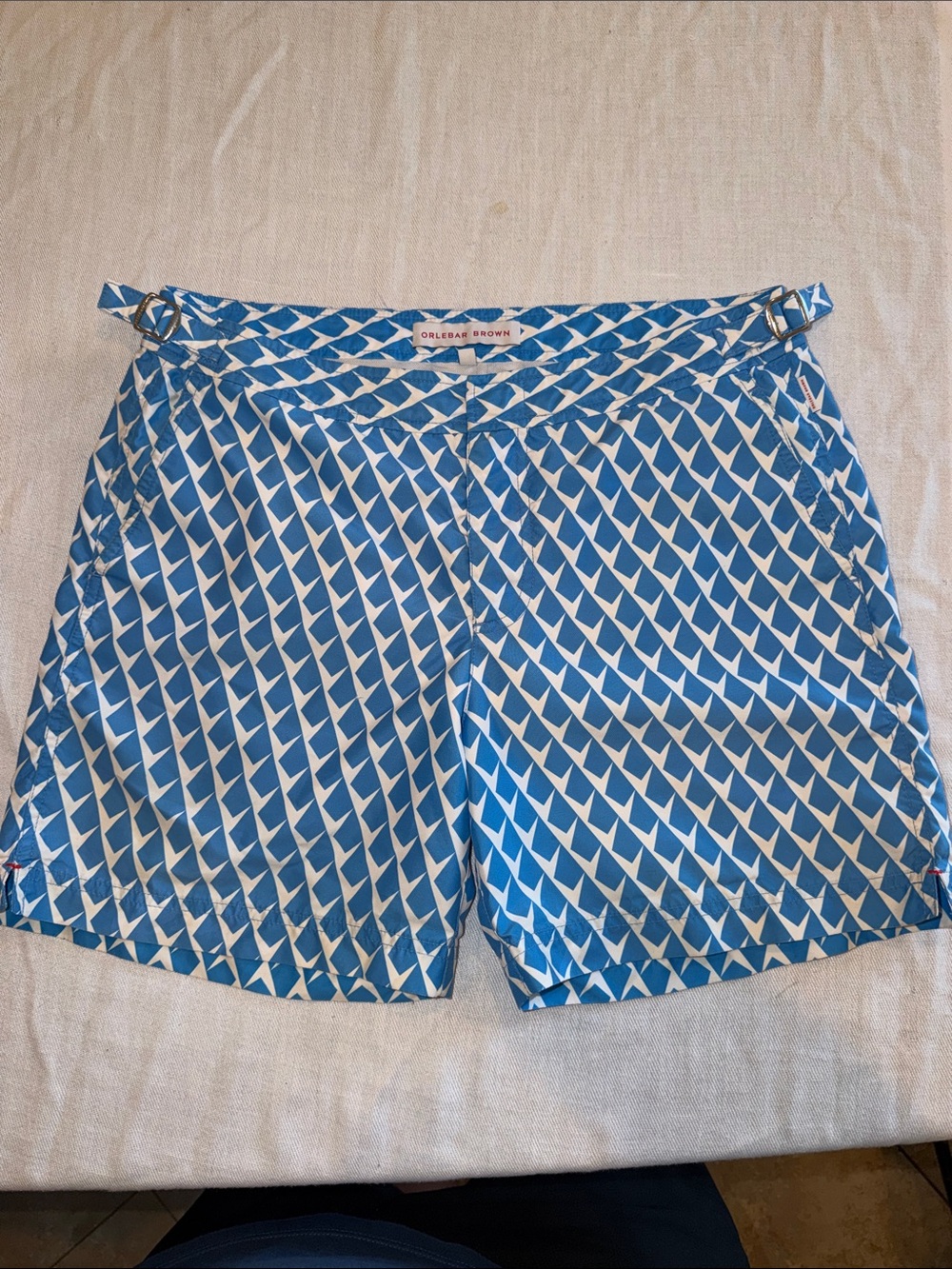 T0207106 Orlebar Brown geometric sky blue and white Short style bulldog